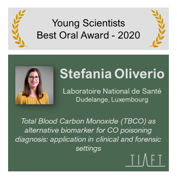 Dr. Sc. Stefania Oliverio remporte le TIAFT Young Scientists Best Oral Award 2020